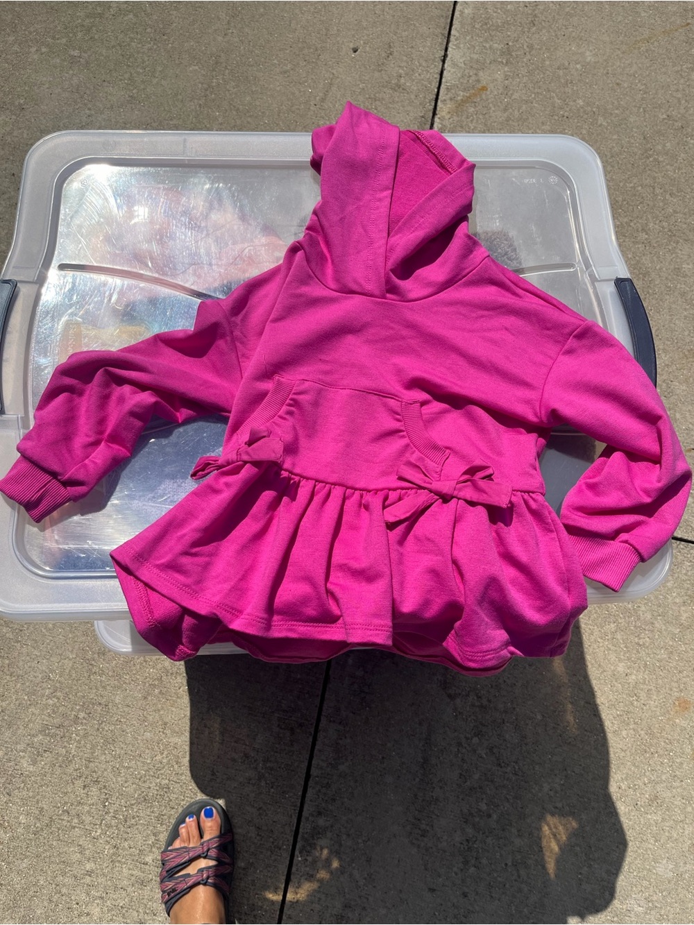 Girls' Hooded Peplum Sweatshirt - Fuchsia
